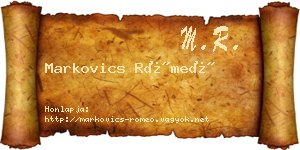 Markovics Rómeó névjegykártya